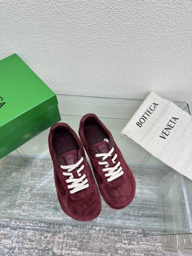 All cow suede Bv Orbit Flash sneakers Couple style dad shoes Burgundy original s