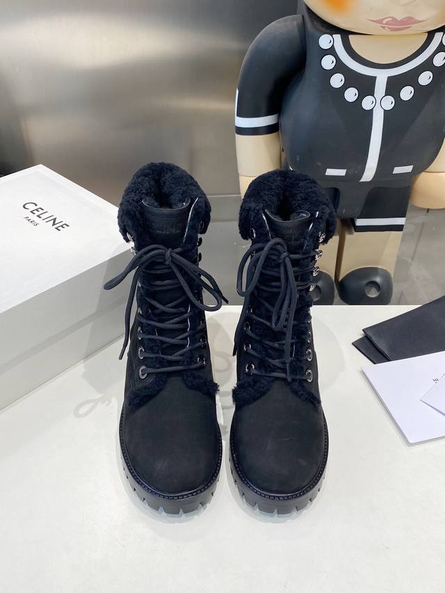 Couple's pair, men's and women's size +50. Celine thick ankle boots and loafers