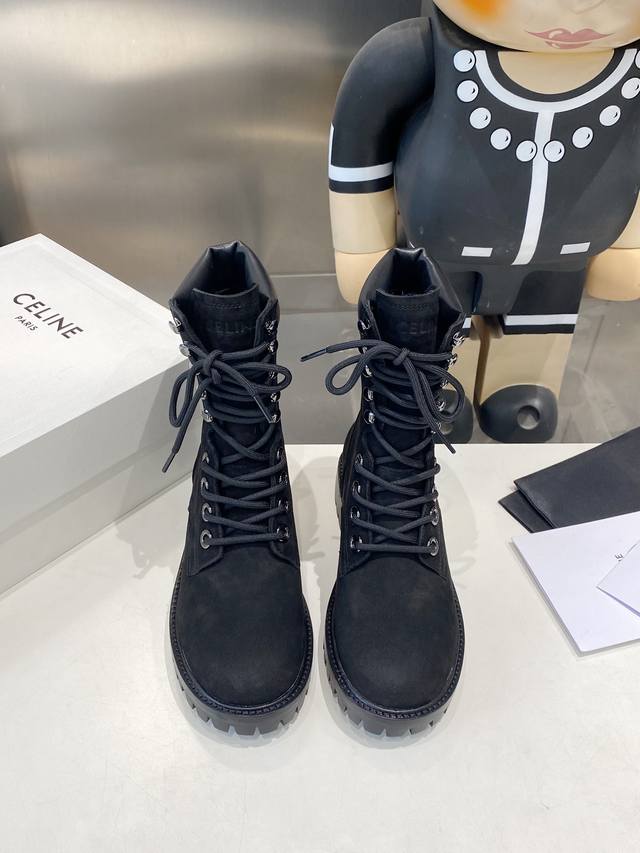 Couple's pair, men's and women's size +50. Celine thick ankle boots and loafers
