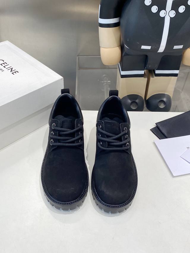 Couple's pair, men's and women's size +50. Celine thick ankle boots and loafers