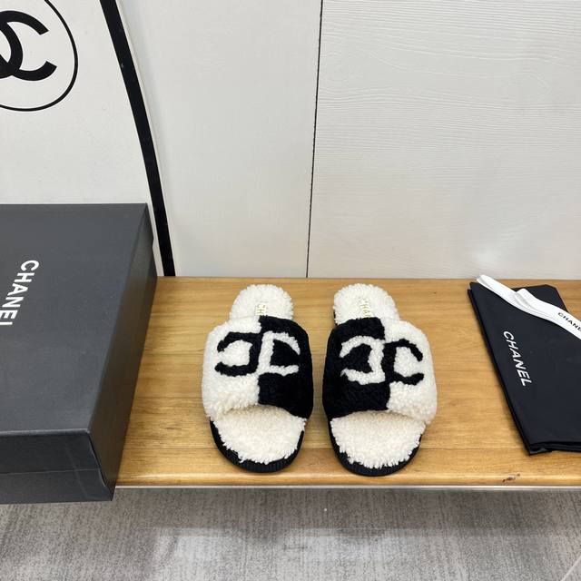 Chanel 25S Early Autumn Wool Slippers Imported real wool is warm and soft ~ Doub