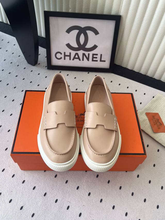 Hermes couple's loafers, quality shopping agent-level! Flat-soled casual shoes