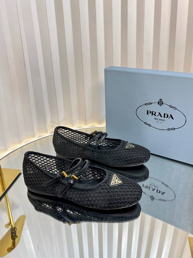 Prada 25Ss Prada's new early spring mesh Mary Jane ballet flats DDD. A super-pop