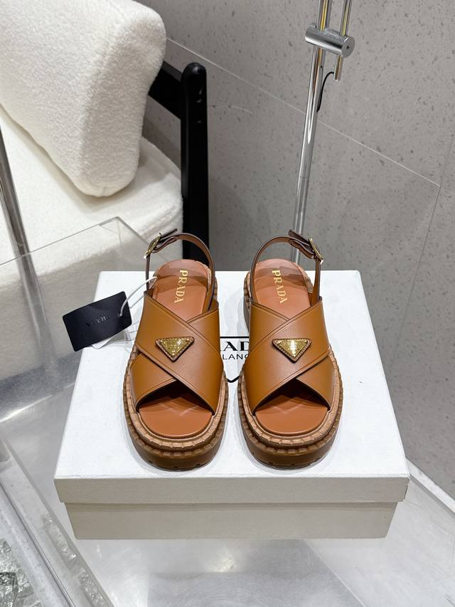 Premium Edition Prada's latest 2025 Spring/Summer thick-soled cross-shoe sandal