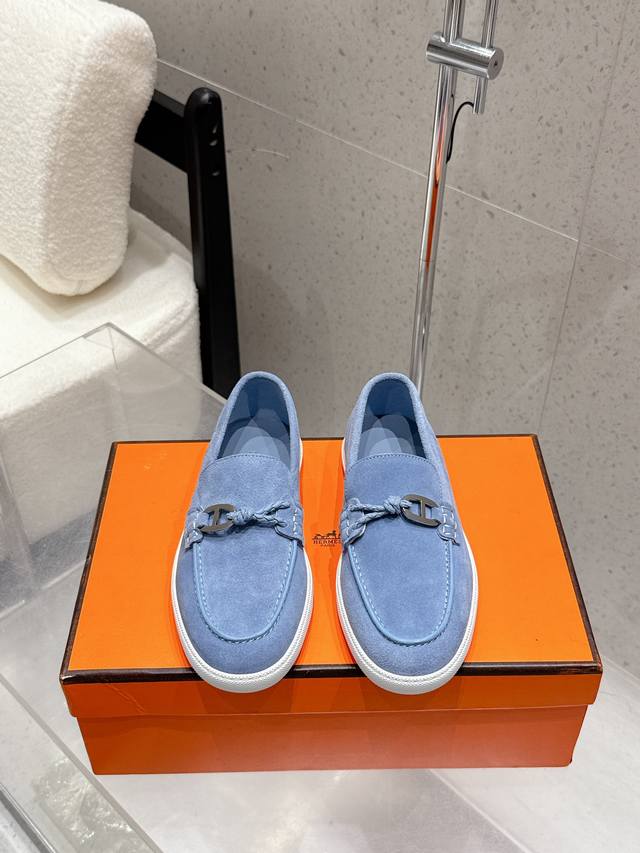 Agent-grade couple's style, men's 10 Hermes H Game Kelly buckle thick-soled loaf