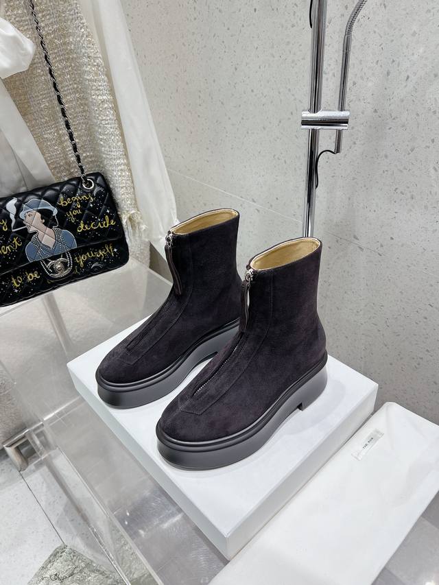 The Row's new fall/winter classic platform boots with a center zipper. The same