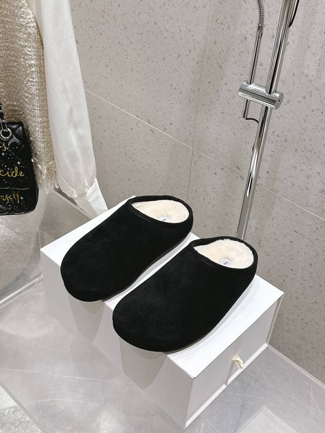 Top version The Row new furry slippers with half-slip Birkenstock Imported cowhi