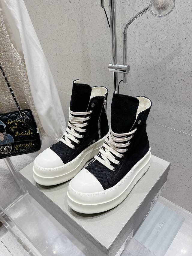 Factory fabric thick-soled model Rick Owens Owens 24Ss new couple's motorcycle b