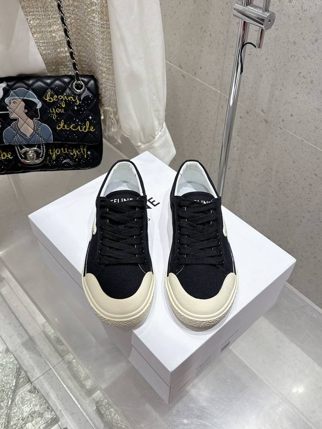 Top version Celine Celine 25 Spring latest Runner Cr-03 thick-soled canvas casua
