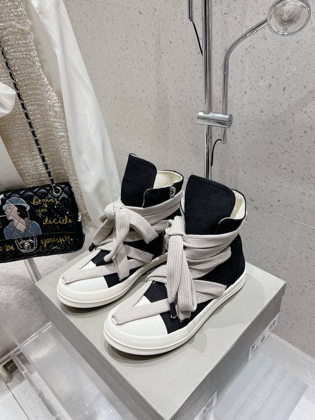 Couple style fabric Rick Owens Owens 24Ss new couple style motorcycle boots lace