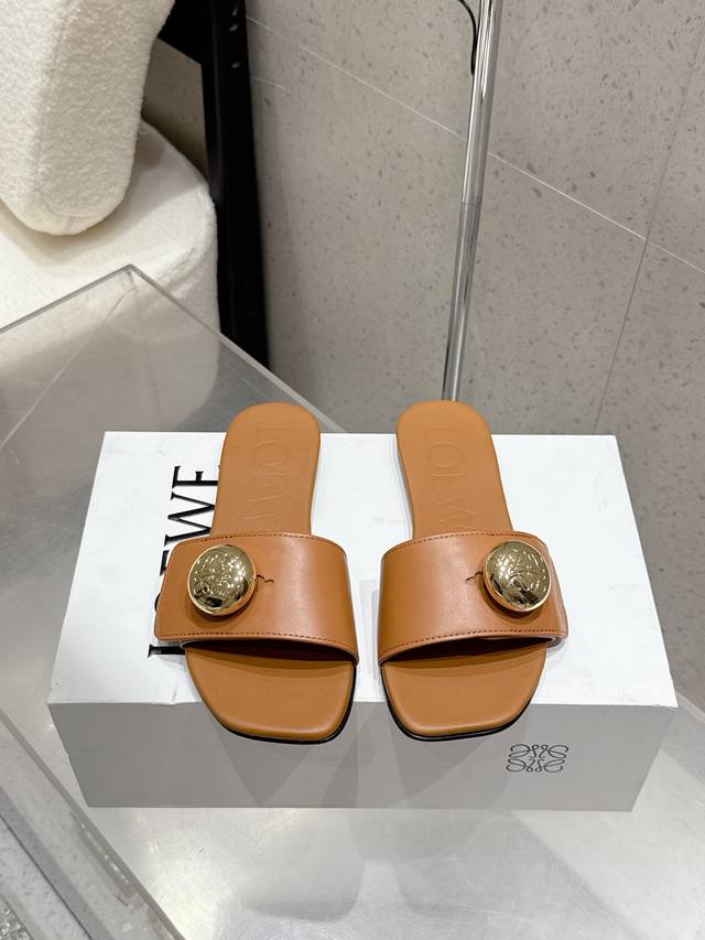 Loewe's 25th spring and summer new product Etal Anagram open-toe flat slippers a