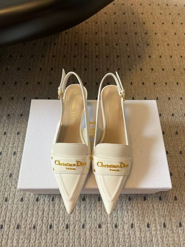 Top-quality Dio* 25Ss Spring/Summer new Dior pointed-toe high-heeled slingback s