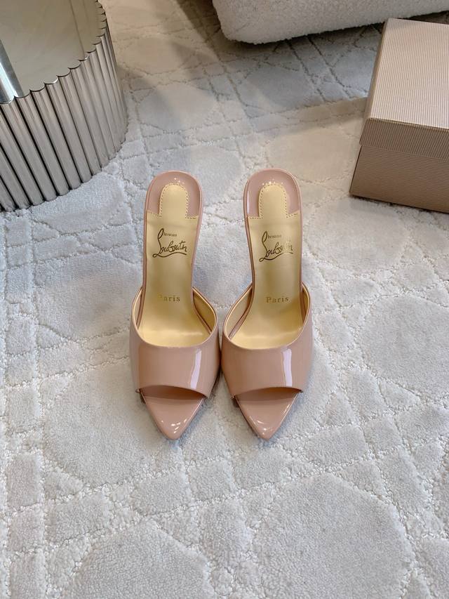Factory Price Pp Christian Loubouti* New peep-toe high-heeled slippers with smo