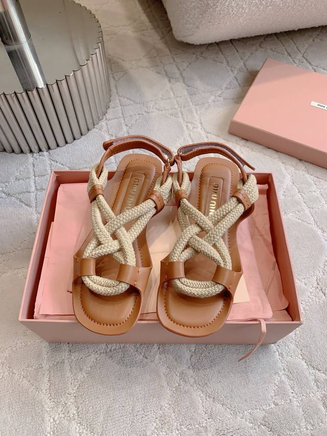 Miu's new hemp rope-strap flat sandals are simply the pinnacle of summer chic, b
