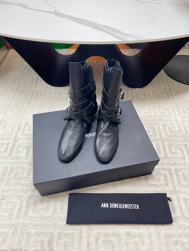 Ann Demeulemesster 2025 new short boots knight boots upper made of original impo