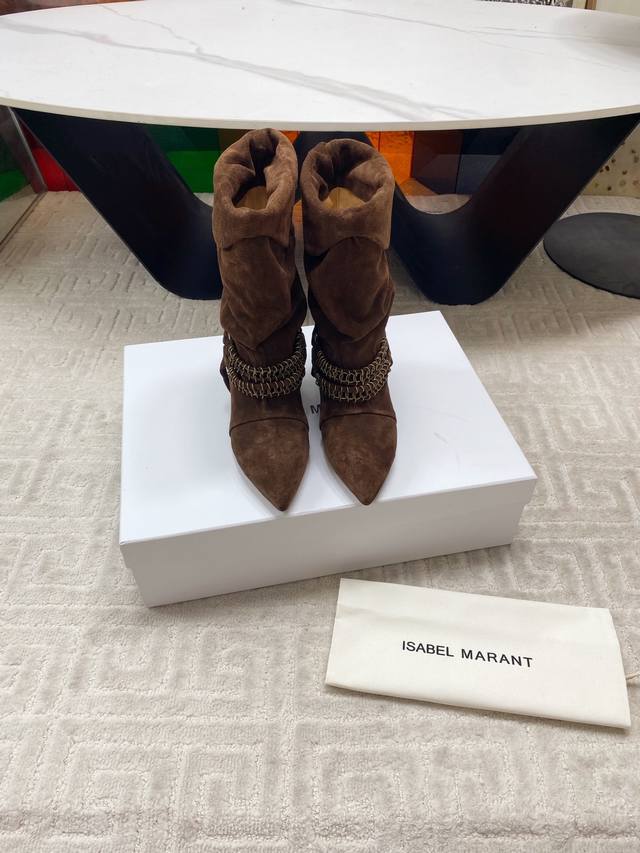 Isabelmarant's new 2025 autumn and winter runway style heeled boots have a lazy