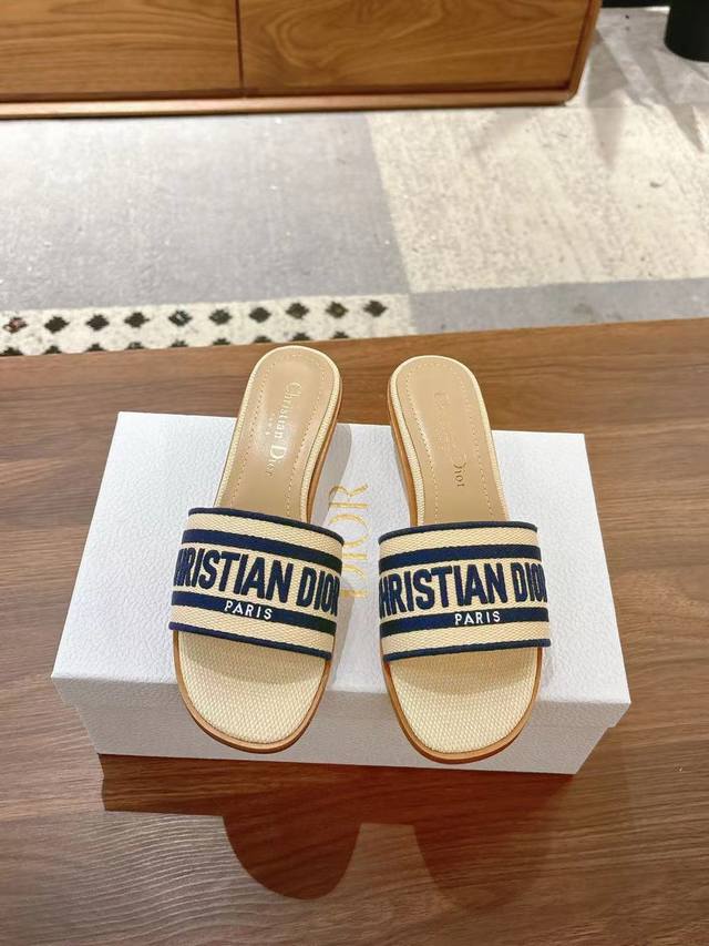 Dior Dway Striped Embroidered Slides These Dway slides are stylish and casual. A