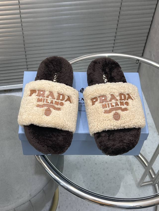 Factory Prada wool slippers A must-have for lazy people, you'll be addicted to