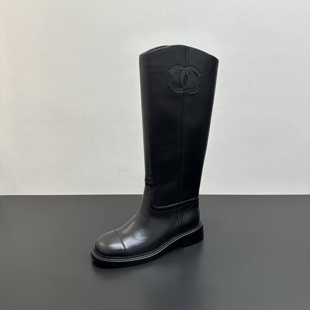 High version oiled edge version Chanel Chanel slip-on boots high boots knight b