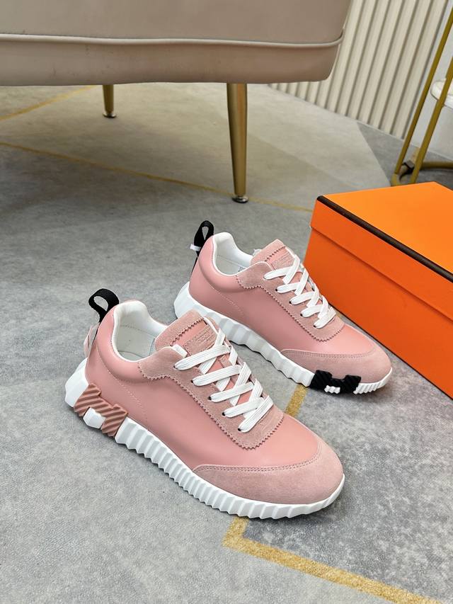 Couple's leather Hermes H's classic couple's casual sneakers Couple's casual sp
