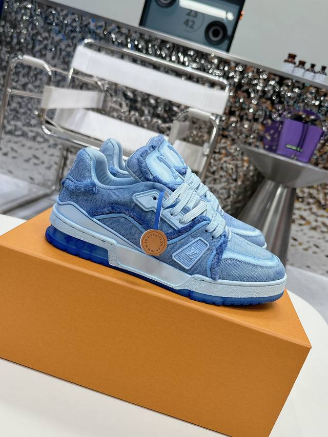 Lv washed sneakers, top-of-the-line washed shoes, Lv Trainer basketball series s