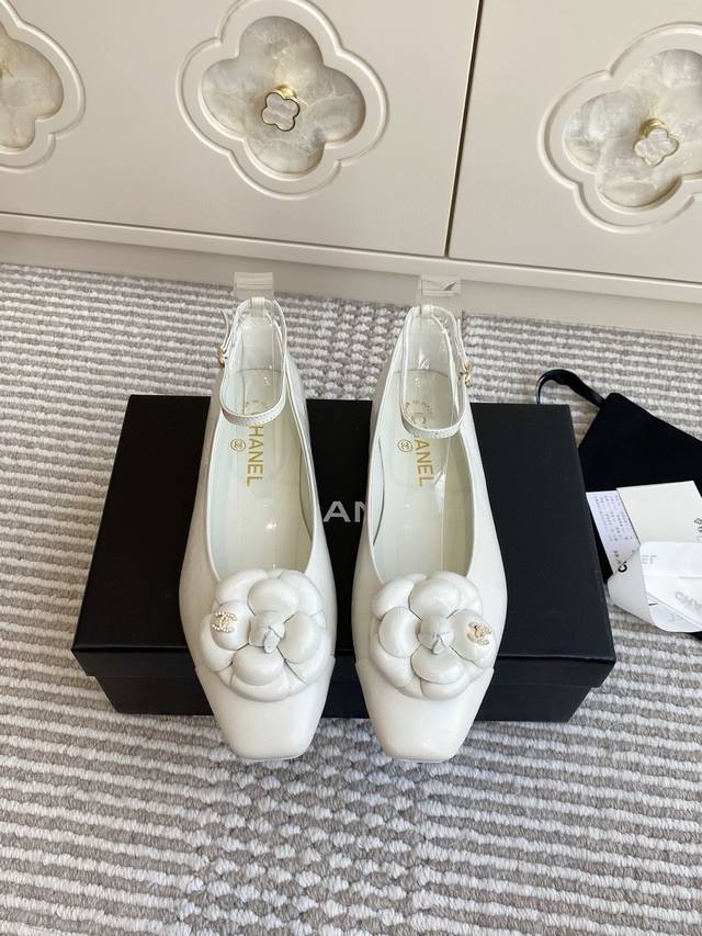 Shopping-level Chanel* New 25Ss Single Shoe Mary Jane Square-Toed Camellia Flats