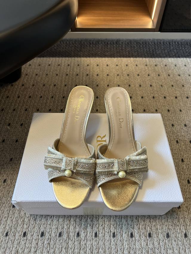 Top-quality Dio* 25Ss Spring/Summer new Dior round-toe high-heeled slides DDD. T