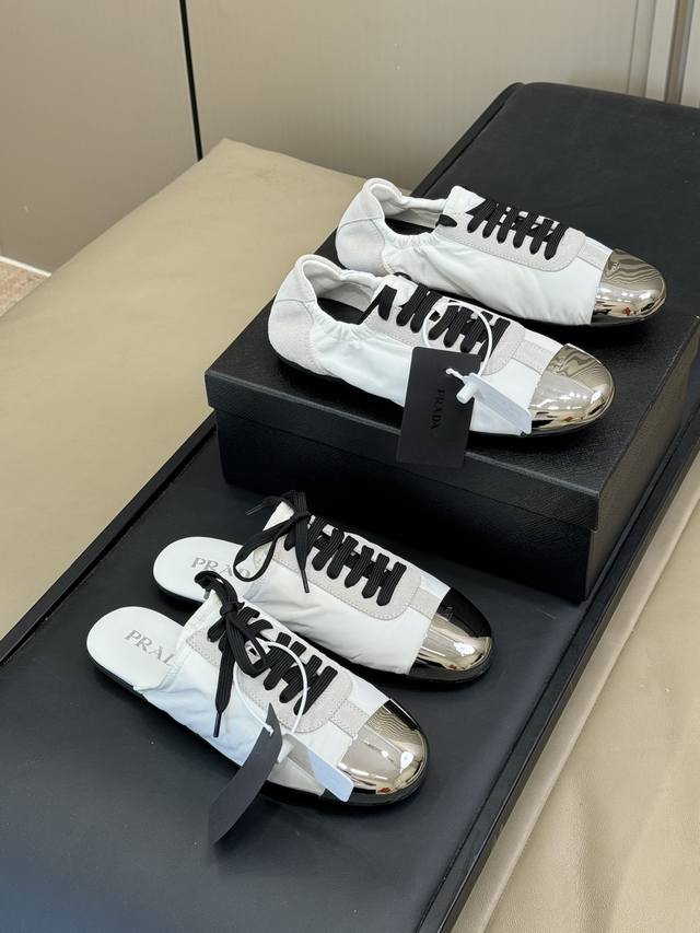 Slip-on Shoes Prada Ss25 New Arrival~ Prada's 2025 Thin-Sole Metal Toe Slip-on S