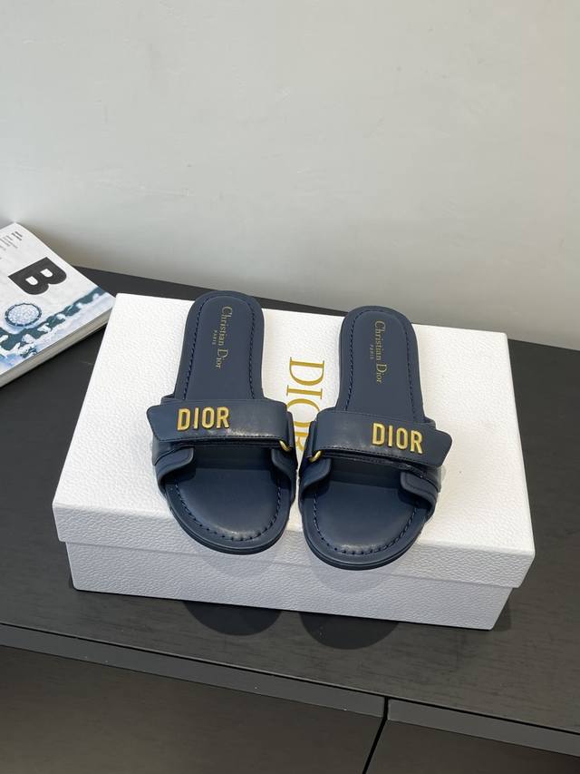 Dior 25Ss Act series beach slippers with Velcro straps. Original 1:1 mold, high-
