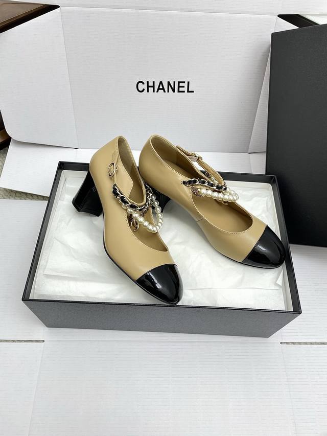 Airplane Box 10 Chan*L 2025A Spring/Summer New Chain Mary Jane Shoes I really f