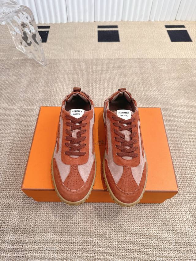 Men's 420 Hermes New Couple's Forrest Gaunt Training Shoes Suede goatskin sneak