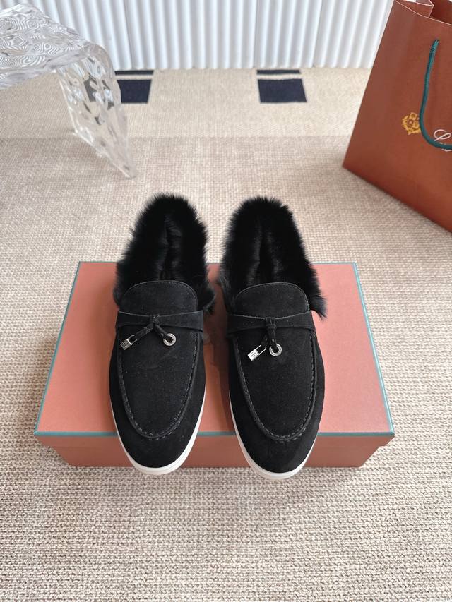 Men's & Women's Loro Piana LP knitted rabbit fur shoes are made of Wish sheepski