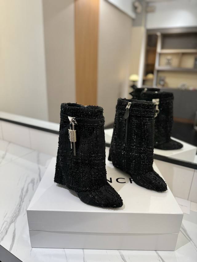 Official authentic custom version Givenchy04 new jacquard plaid mid-length boots