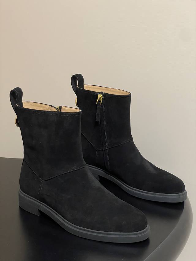 Loro Piana Lp70S autumn and winter new Kilda ankle boots suede side zipper short