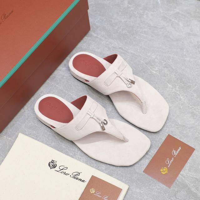 Agent-level Loro Piana Lp Mindil series T-strap thong slippers Top quality Soft