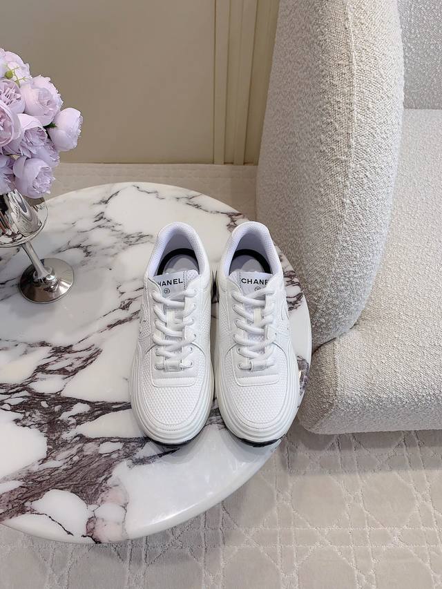 Chane* Silver Horn King solid color thick-soled sneakers instantly lengthen your