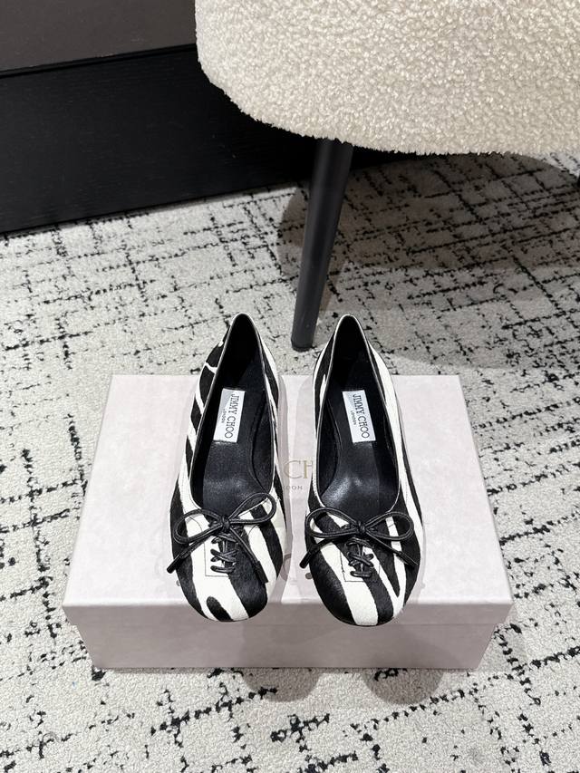 Jimmy Choo Jimmy Choo 25 new simple bow tie Mary Jane flat shoes Original last,