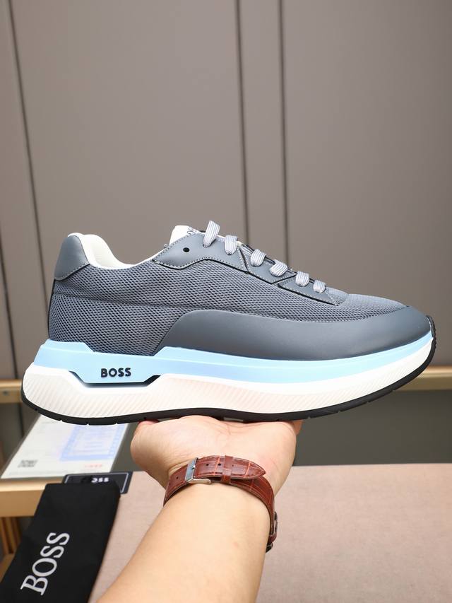 p Boss men's dynamic platform sneakers, elegant and understated yet brimming wit