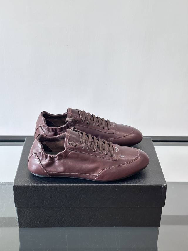 prad* New men's driving shoes, made from imported cowhide with visible texture,