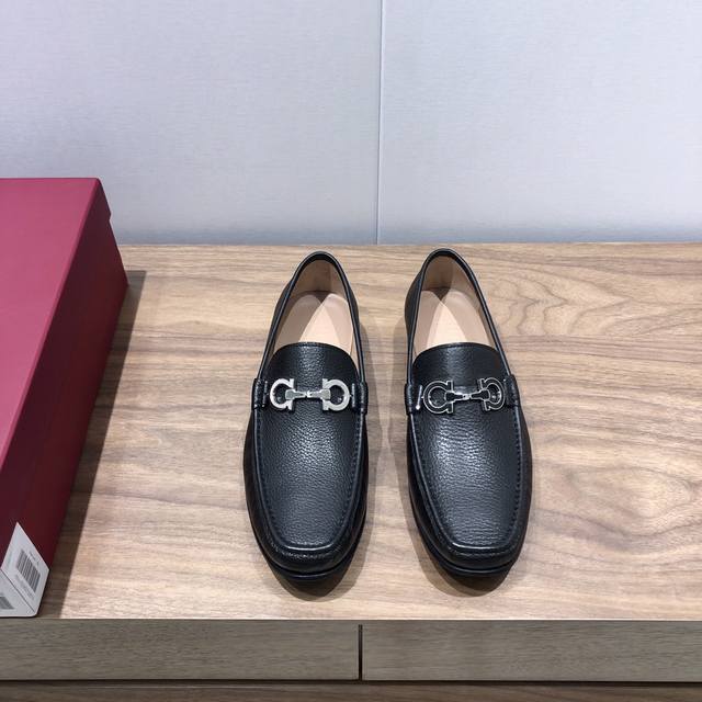 Ferragamo men's luxury leather shoes, imported cowhide upper, water-dyed cowhid