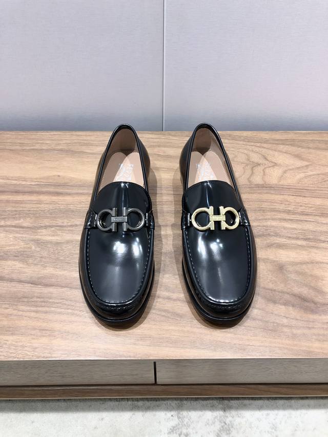 Ferragamo men's leather shoes, imported cowhide upper, exquisite double-sided b