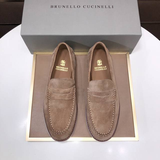 Factory batch of new Brunello Cucinelli men's casual slip-on loafers, now avail