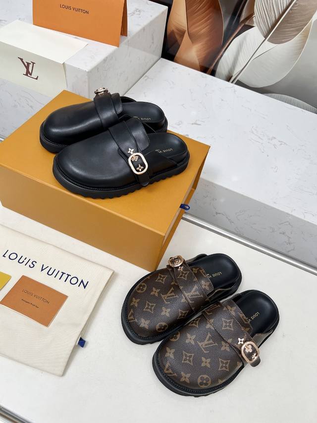 LV's new Winterbreak Comfort flat slippers with closed toe and half-slippers fe