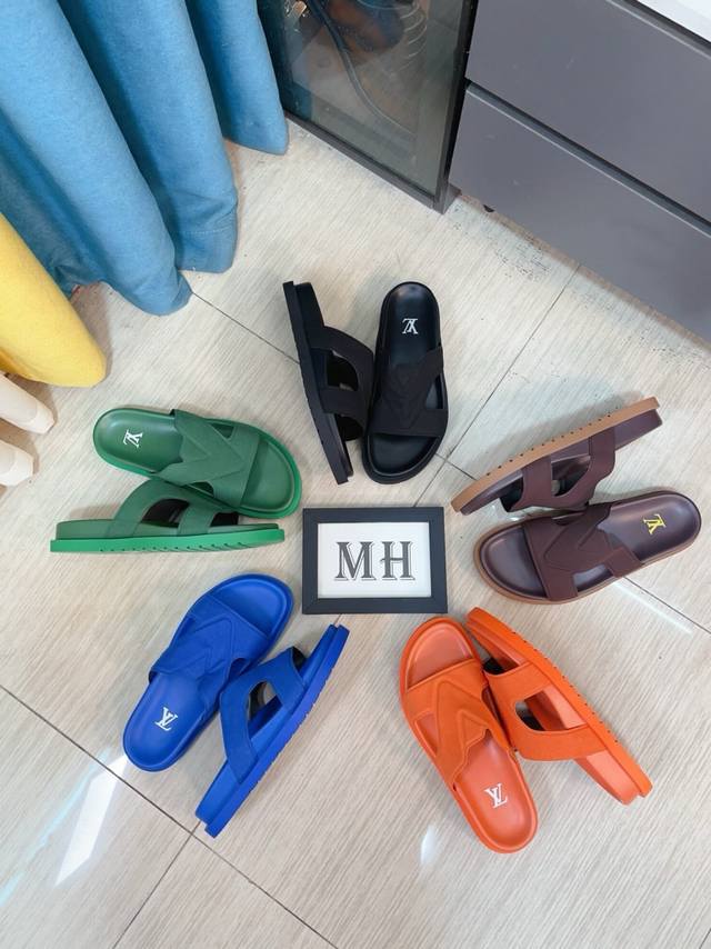 Factory price p Lv multi-color new men's slippers, original quality top version