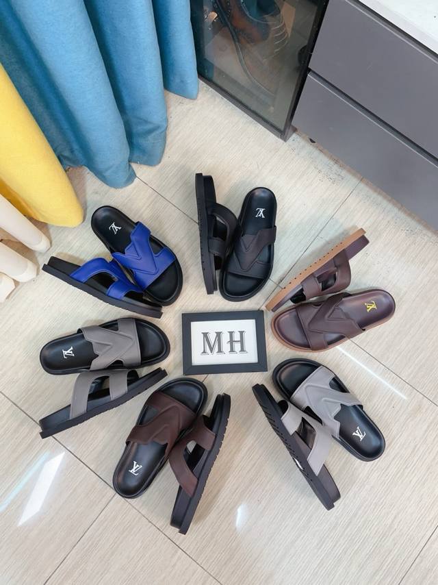 Factory price p Lv multi-color new men's slippers, original quality top version