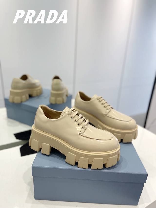 Factory price top version Prada classic wheel thick sole + classic loafer upper