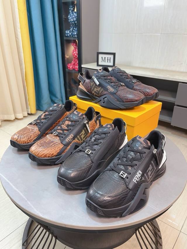 Factory price p Fendi classic comfortable men's shoes, official silk fabric, ge