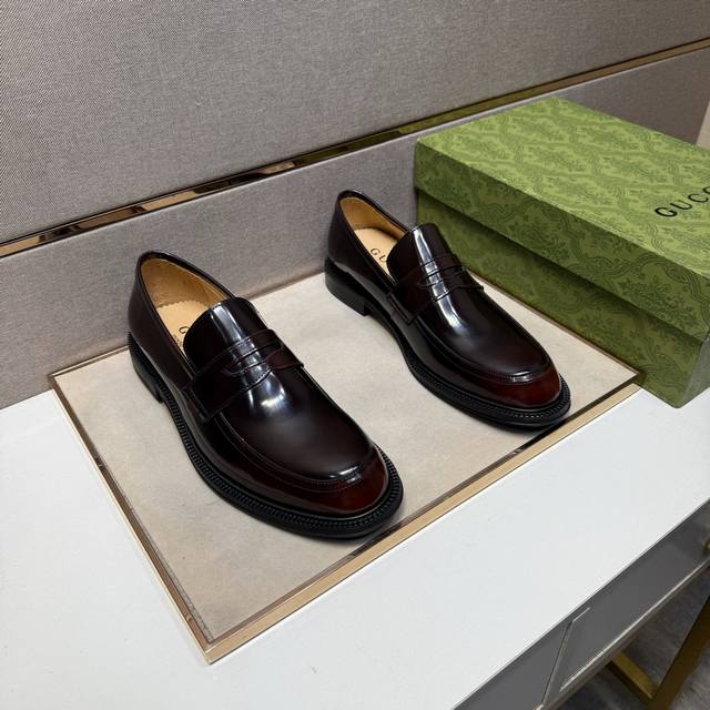 Factory price pp Gucci ~ Men's casual formal leather shoes 2025Z counter simult