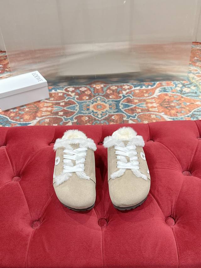 Factory p price women's sports shoes original Loewe *Loewe couple's furry slipp