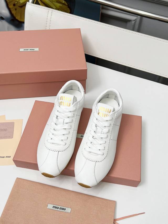 miumiu 2025 summer new casual white shoes Miu Miu is so girly this season! This
